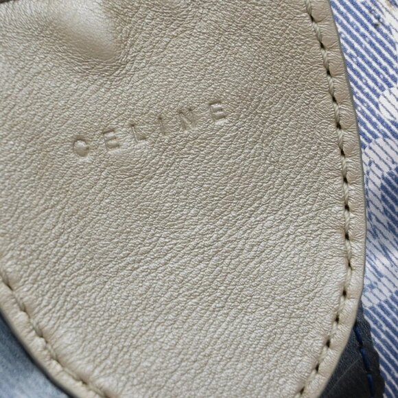 CELINE Logo Macadam Pattern Shoulder Tote Bag Vinyl Leather Blue SHW 38KA973 - Picture 14 of 15